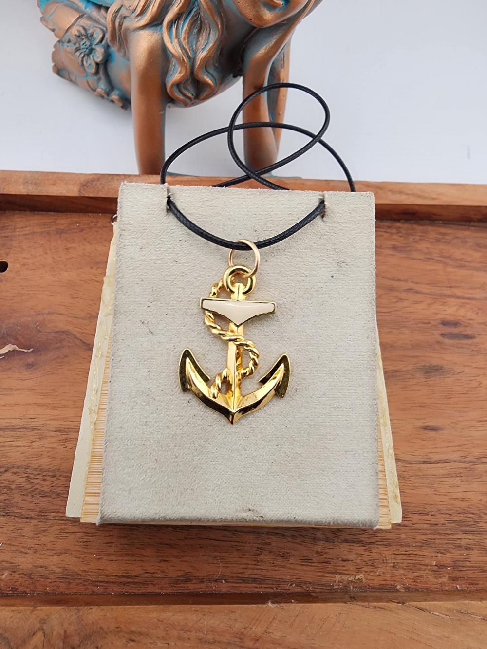 Gold Tone Anchor Pendant Necklace